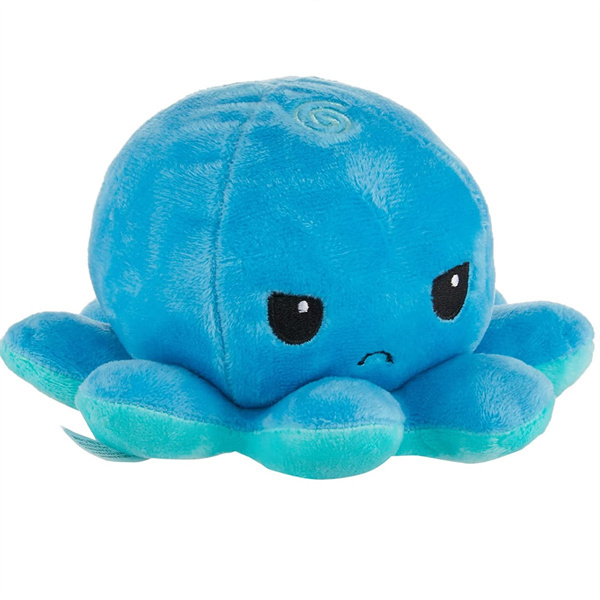 TeeTurtle | The Original Reversible Octopus Plushie | Patented Design | Blue + Light Blue | Happy + Sad | Blue + purple | Show Your Mood Without Saying a Word!