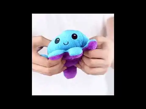 TeeTurtle | The Original Reversible Octopus Plushie | Patented Design | Blue + Light Blue | Happy + Sad | Blue + purple | Show Your Mood Without Saying a Word!