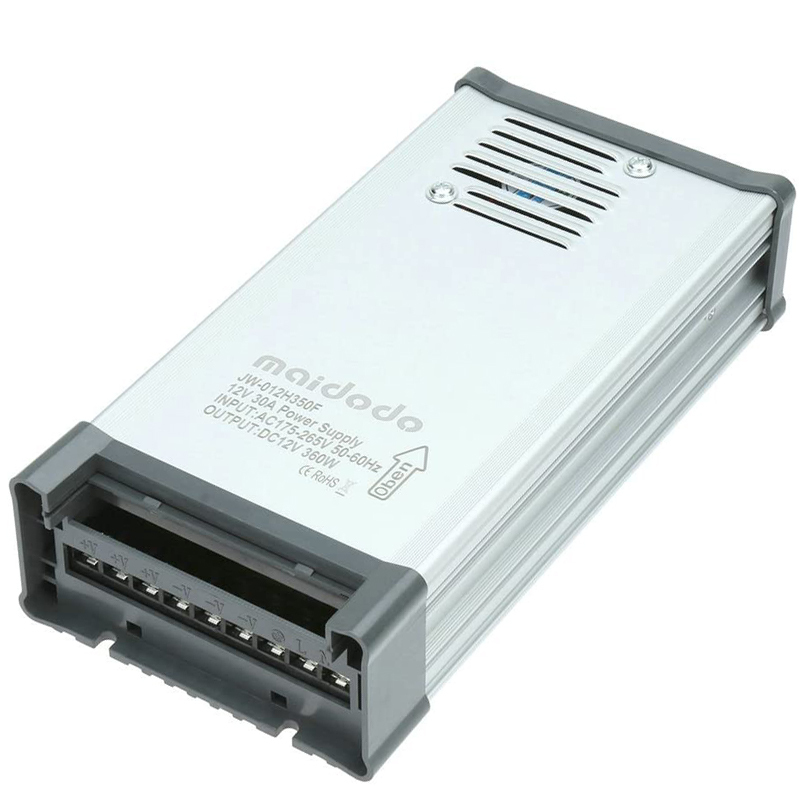 Maidodo LED Netzteil Trafo Schaltnetzteil DC 12V 30A 360W Transformator Treiber AC 175-265V IP53 Aluminium Netzgerät Adapter Für LED Streifen Stripe LED