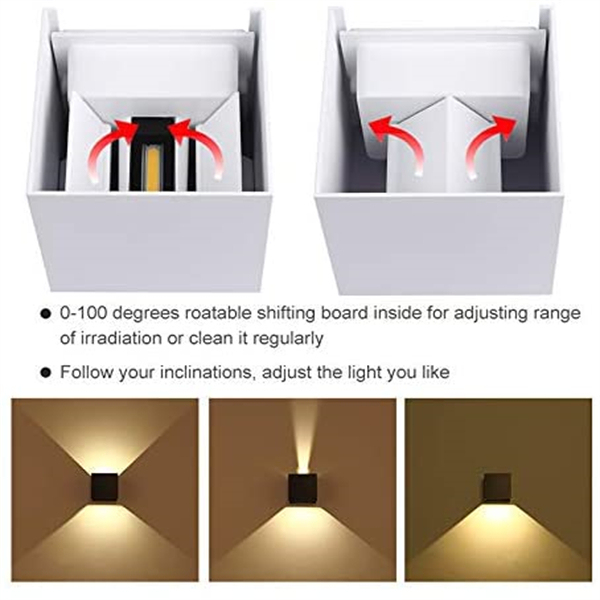 6W LED Wall Light Sconce Lamp, Up and Down Adjustable Light Beam, Black / White Shell Waterproof IP65 Warm White 3000K for Indoor Outdoor Wall Decorative