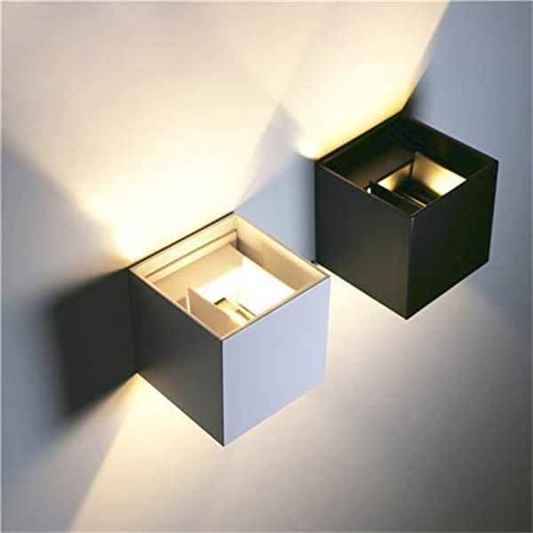 6W LED Wall Light Sconce Lamp, Up and Down Adjustable Light Beam, Black / White Shell Waterproof IP65 Warm White 3000K for Indoor Outdoor Wall Decorative