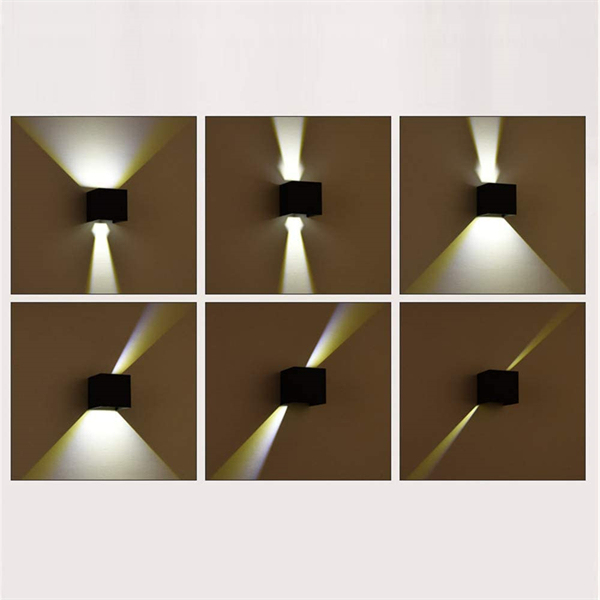 6W LED Wall Light Sconce Lamp, Up and Down Adjustable Light Beam, Black / White Shell Waterproof IP65 Warm White 3000K for Indoor Outdoor Wall Decorative