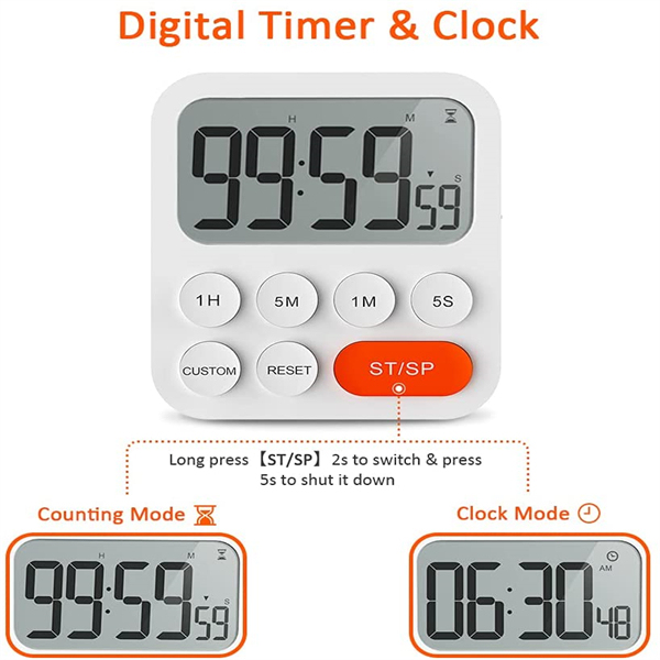Maidodo Kitchen Timer Digital Timers for Cooking, Magnetic Count Up or Countdown Timer Clock with Large LCD Display and Loud Alarm, 99 Hours Digital Timer