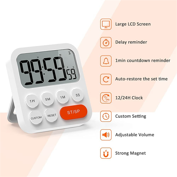 Maidodo Kitchen Timer Digital Timers for Cooking, Magnetic Count Up or Countdown Timer Clock with Large LCD Display and Loud Alarm, 99 Hours Digital Timer