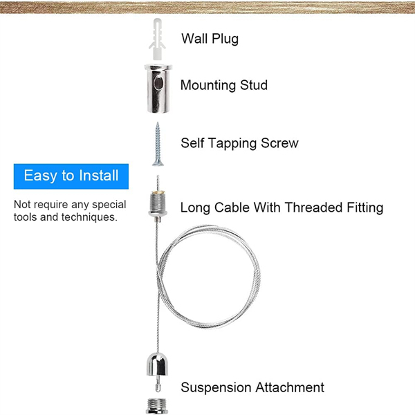 Hanging wire adjustable,4*1m High quality steinless Steel wire with hanging kit,Hanging rope for ceiling light,Hanging wire kit for Picture,ceiling light,mirror