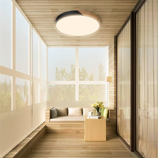LED Deckenleuchte Holz, 18W 2400LM Ultra-dünne Black Rund LED Deckenlampe Ø30cm *5cm,Neutralweiß 4000K für Schlafzimmer Wohnzimmer Korridor Balkon Küche