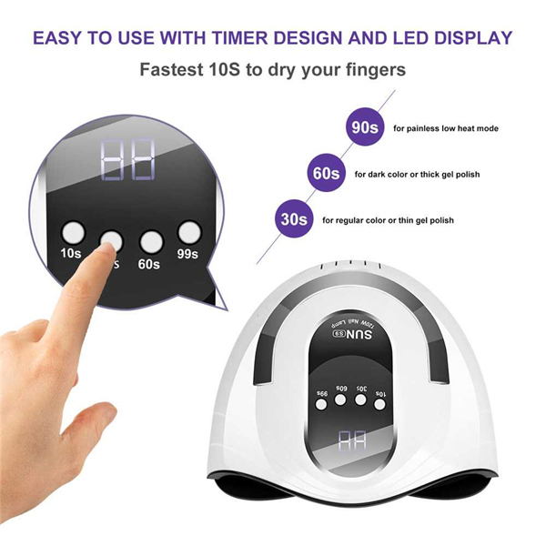 UV Gel Nail Lamp,120W UV Nail Dryer LED Light for Gel Polish-4 Timers Professional Nail Art Accessories,Curing Gel Toe Nails,White,1PK