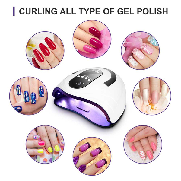 UV Gel Nail Lamp,120W UV Nail Dryer LED Light for Gel Polish-4 Timers Professional Nail Art Accessories,Curing Gel Toe Nails,White,1PK