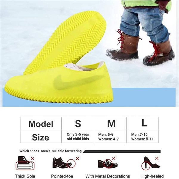 Waterproof Shoe Covers, Non-Slip Water Resistant Overshoes Silicone Rubber Rain Shoe Cover Protectors for Kids, Men, Women