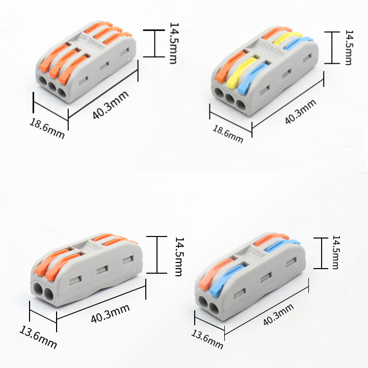 222-413B 412B bornes de câblage universelles compactes,mini connecteurs rapides à pousser 6 entrées (lot de 10)