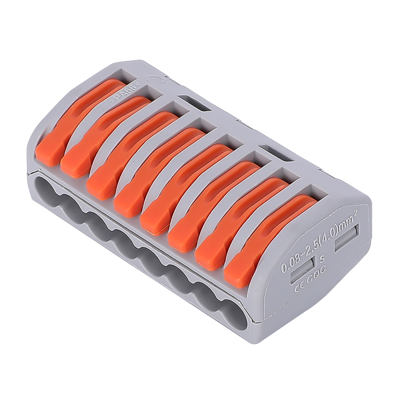 222-418 bornes de câblage universelles compactes,mini connecteurs rapides à pousser 8 entrées (lot de 10)