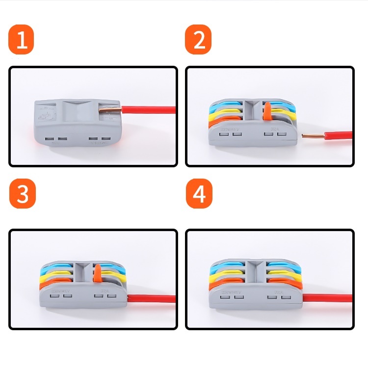 222-413B 412B bornes de câblage universelles compactes,mini connecteurs rapides à pousser 6 entrées (lot de 10)