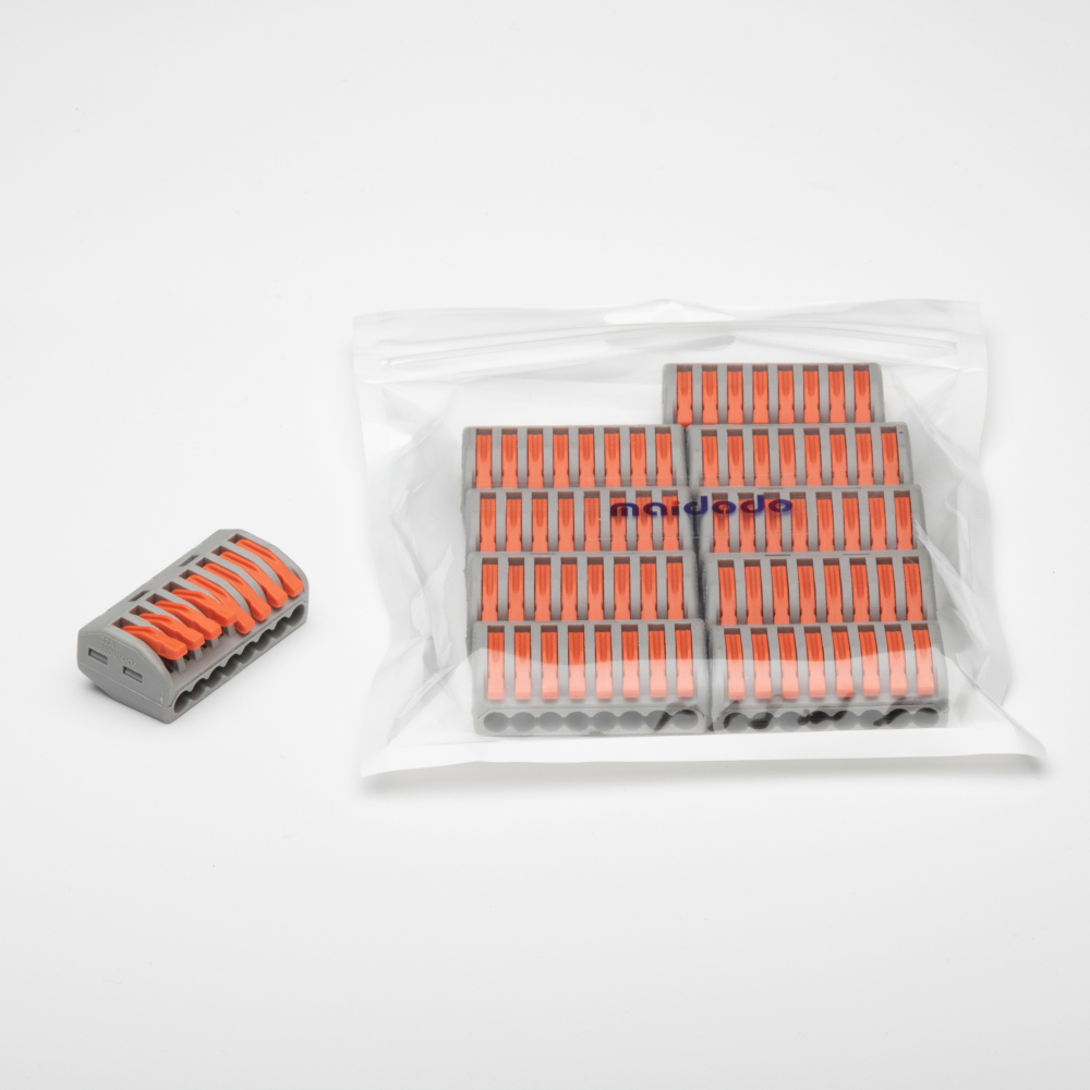 222-418 bornes de câblage universelles compactes,mini connecteurs rapides à pousser 8 entrées (lot de 10)