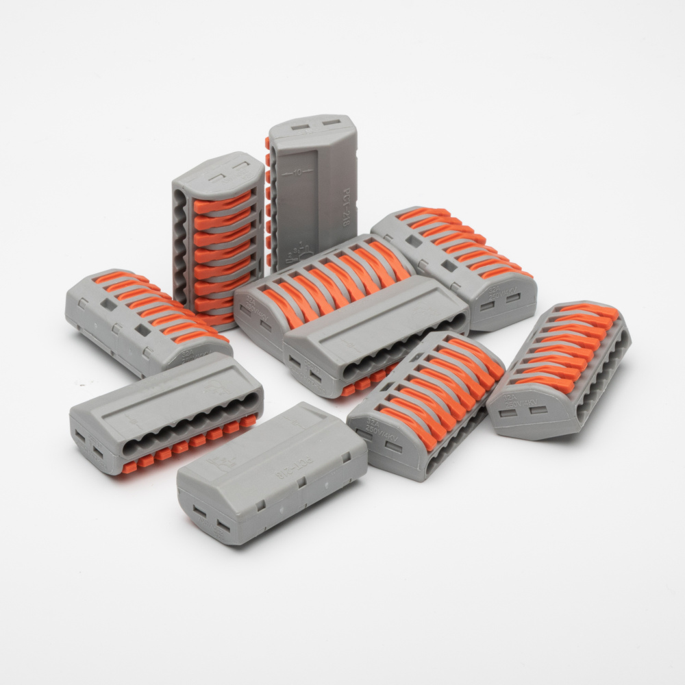 222-418 bornes de câblage universelles compactes,mini connecteurs rapides à pousser 8 entrées (lot de 10)
