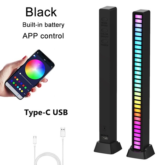 RGB Sound Control LED Light Pickup Voice Music Rhythm Ambient Lamp APP Control for Home TV Computer Desktop Car Decoration LED Lamp