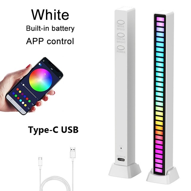 RGB Sound Control LED Light Pickup Voice Music Rhythm Ambient Lamp APP Control for Home TV Computer Desktop Car Decoration LED Lamp