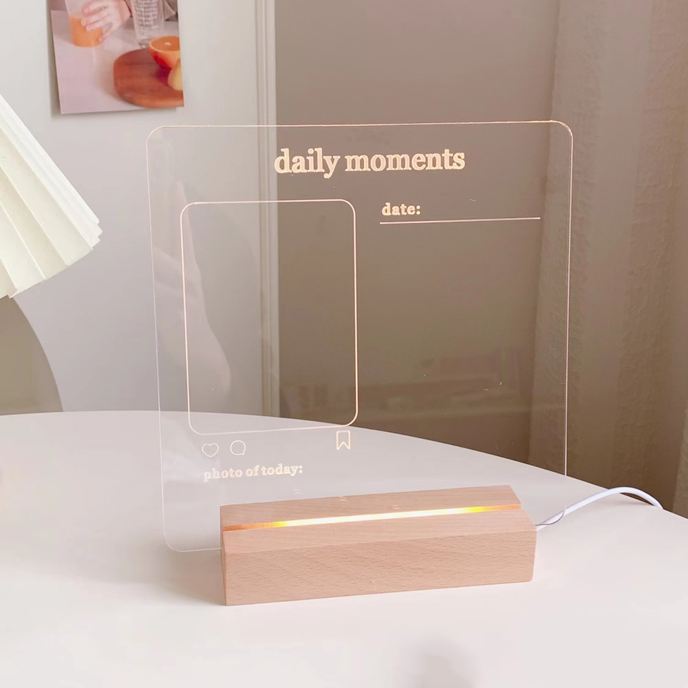 LED Note Board Light With Pen Message Board Night Light Creative Acrylic Wooden USB Lamp For Bedroom Children Girls Friend Gift