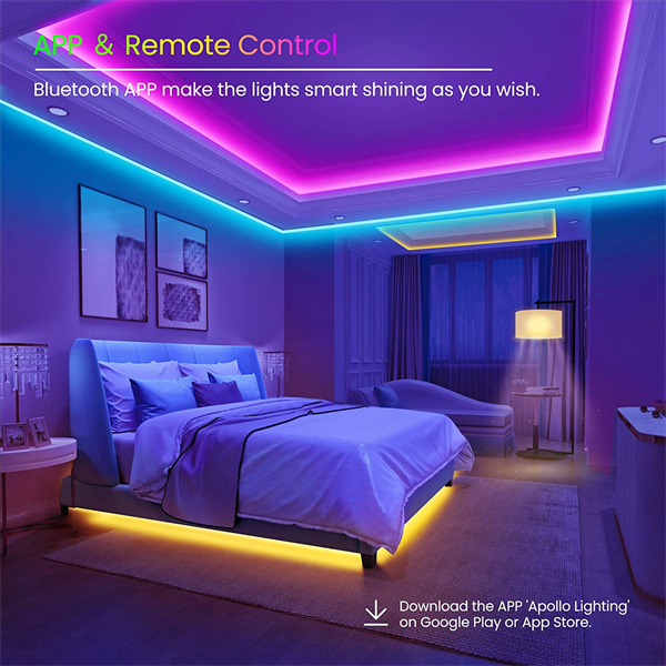 100 FT LED Strip Lights,Bluetooth LED Lights for Bedroom, Color Changing Light Strip with Music Sync, Phone Controller and IR Remote(APP+Remote +Mic).