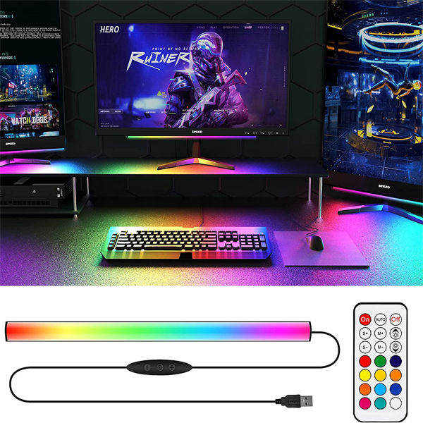 Under Monitor Light Bar, RGBIC Dreamcolor Ambient Gaming Lights, Ambiance Backlights with Remote Controller, 5V USB Powered, for Gaming, PC Setup, Desk Stand, Room Decoration