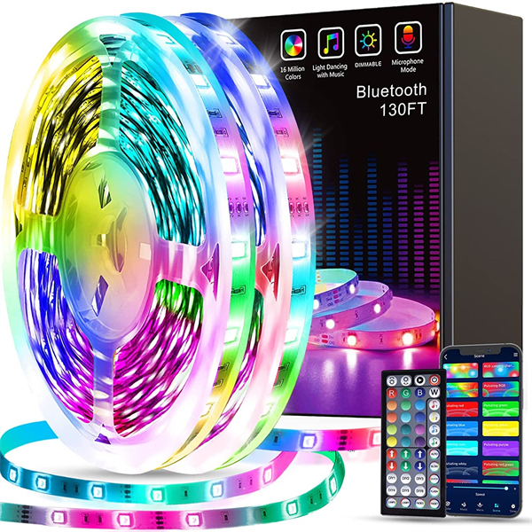 Led Strip Lights 130ft (2 Rolls of 65ft) Smart Light Strips with App Control RGB Led Lights for Bedroom，Music Sync Color Changing Lights for Room Party (130FT)