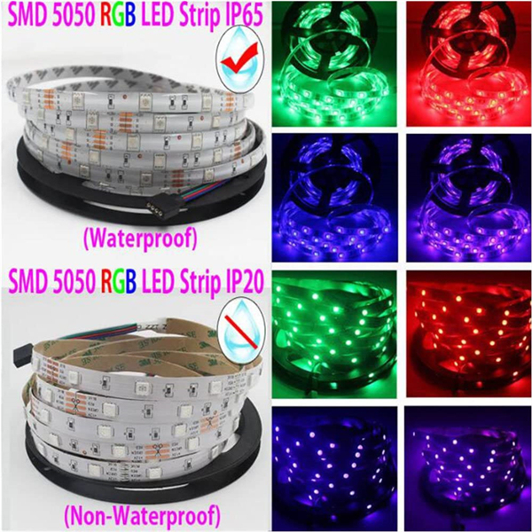1m 5050 30LEDs/m RGB LED Streifen Strip Licht mit 44 Tasten IR Fernbedienung + Netzteil (1m RGB Strip Nicht Wasserdicht)