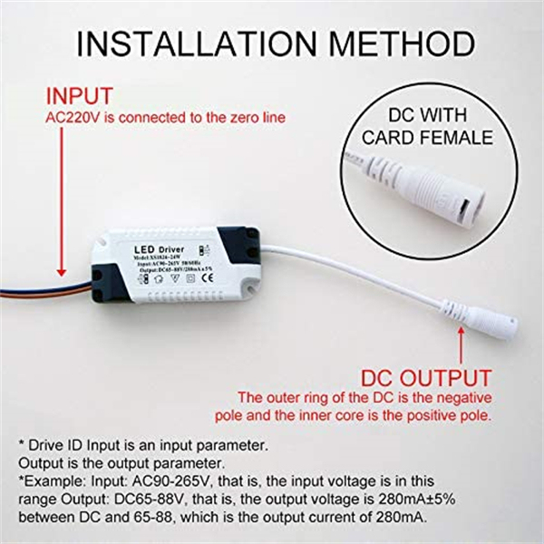 LED Diver Power Supply Transformer Constant Current  DC 85V-265V  to AC 1W-3W 240ma-270ma for led panel lamp