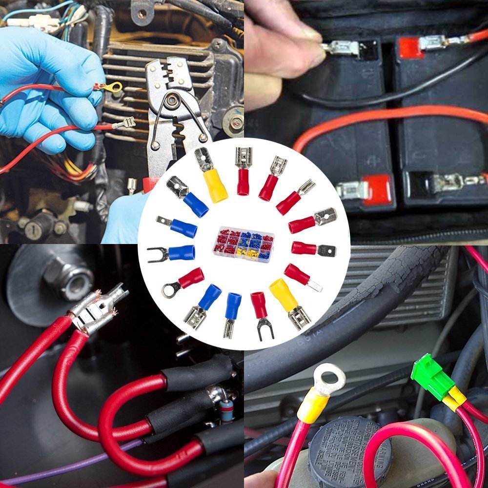 480pcs Cosse Electriques Cosses Electriques pour Voiture,Connecteur Electrique,Assortiment Connecteurs Isoées sertissage