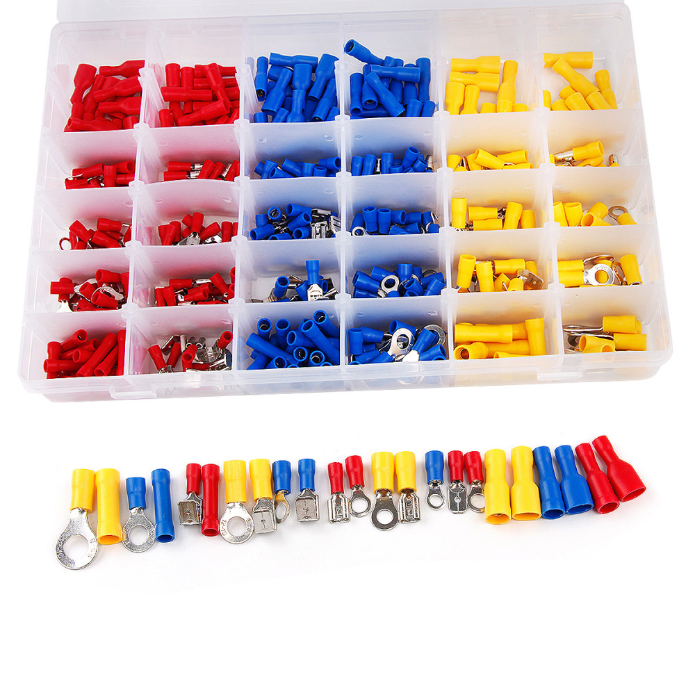 480pcs Cosse Electriques Cosses Electriques pour Voiture,Connecteur Electrique,Assortiment Connecteurs Isoées sertissage