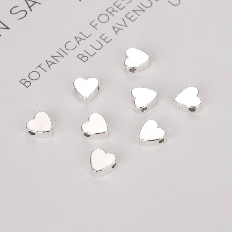 50 Pieces Heart Beads Heart Spacer Beads Small Hole Plated Brass Metal Loose Beads Heart Shaped DIY Beads for Making Bracelet Necklace Earring Accessories Handmade Charms