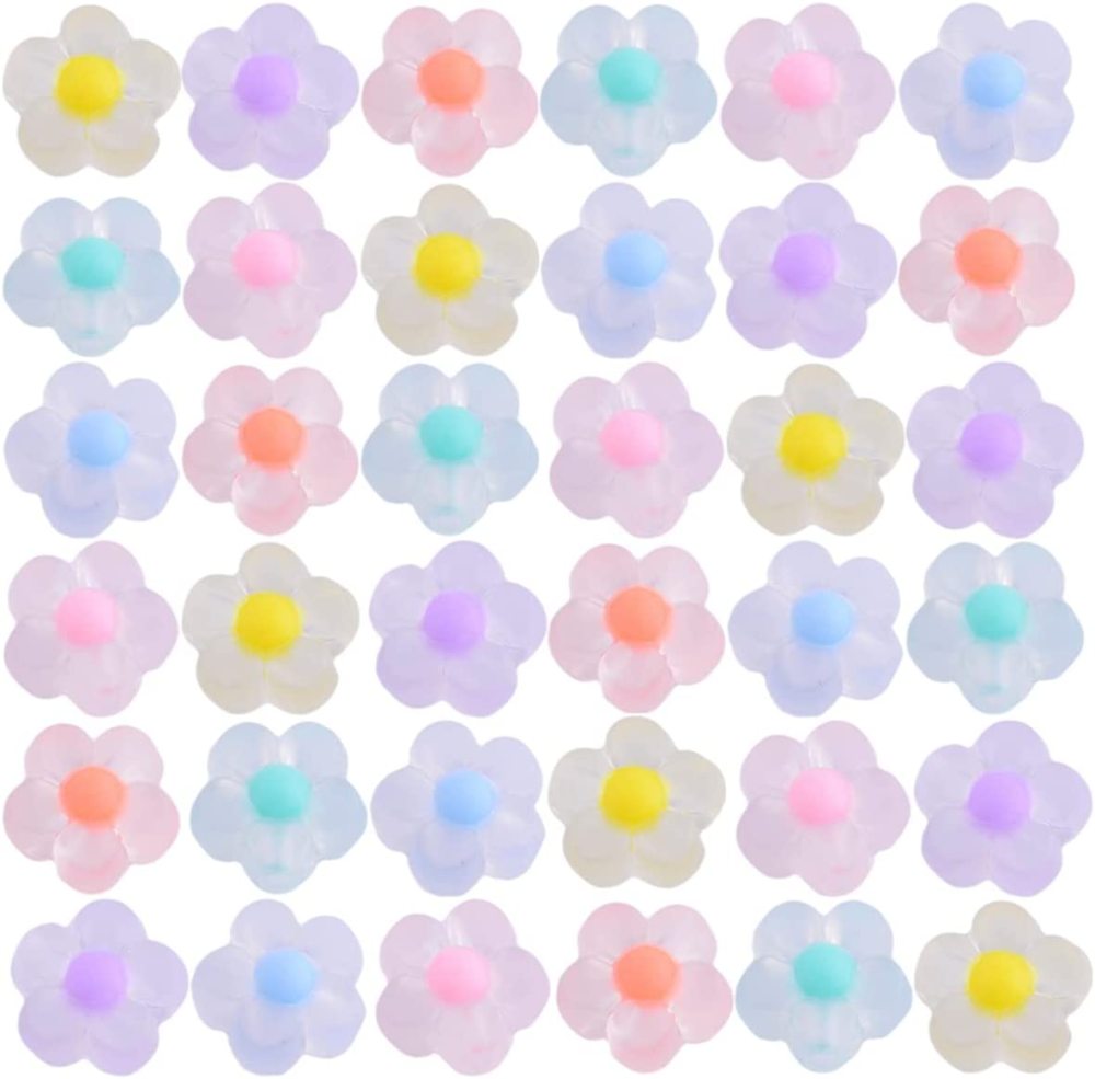 100pcs 13mm Star Charm Bead Acrylic Pastel Beads Transparent Frosted Candy Cute Colorful Kawaii for Bracelet Phone Lanyard Wrist Strap DIY Craft Jewelry Necklace Making