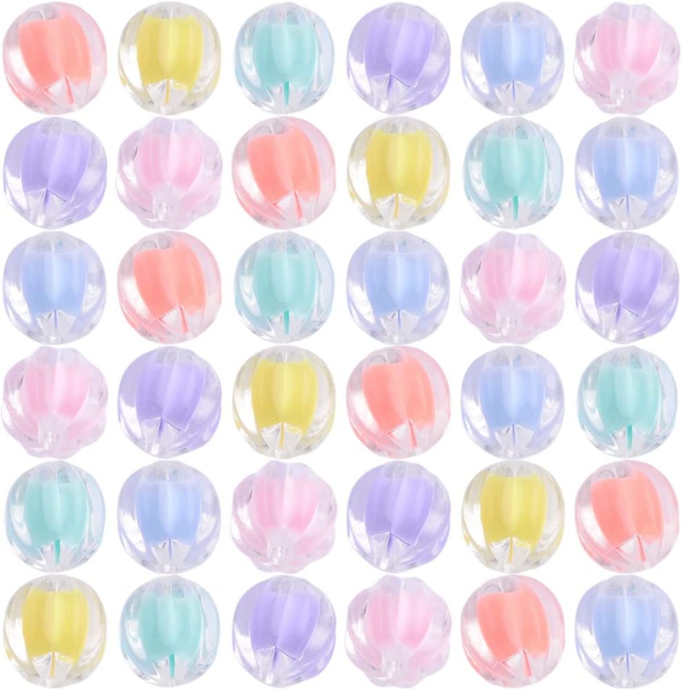 100pcs 13mm Star Charm Bead Acrylic Pastel Beads Transparent Frosted Candy Cute Colorful Kawaii for Bracelet Phone Lanyard Wrist Strap DIY Craft Jewelry Necklace Making