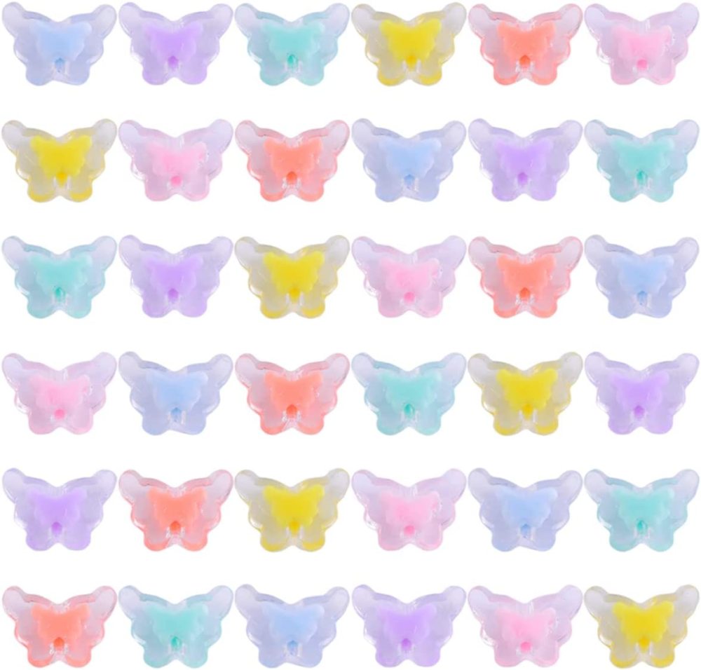 100pcs 13mm Star Charm Bead Acrylic Pastel Beads Transparent Frosted Candy Cute Colorful Kawaii for Bracelet Phone Lanyard Wrist Strap DIY Craft Jewelry Necklace Making