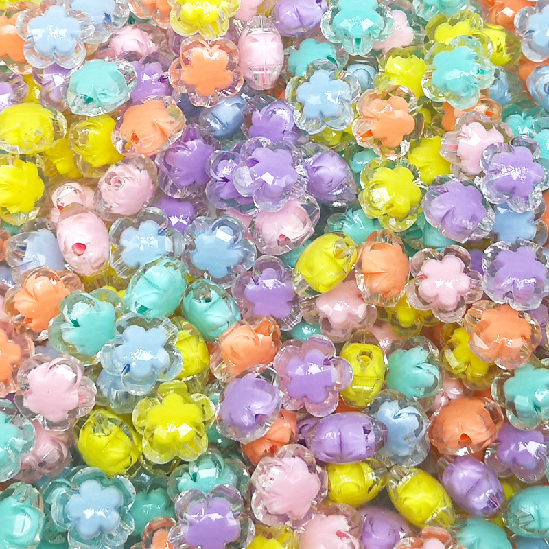 100pcs 13mm Star Charm Bead Acrylic Pastel Beads Transparent Frosted Candy Cute Colorful Kawaii for Bracelet Phone Lanyard Wrist Strap DIY Craft Jewelry Necklace Making