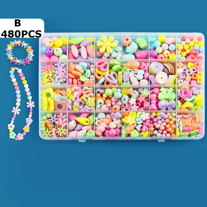 DIY Crafts Beads Children Beading Jewelry Crafts Making Kit Toy Unicorn Candy Bracelet Necklace Headband Making Gift for Kids Girls