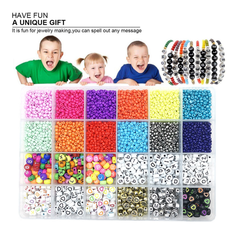 Glass Seed Beads Bracelet Making Kit Bead Friendship Bracelet Necklace Ring Making Kit Beads Charm Beads and Elastic String for Bracelet and Jewelry Making