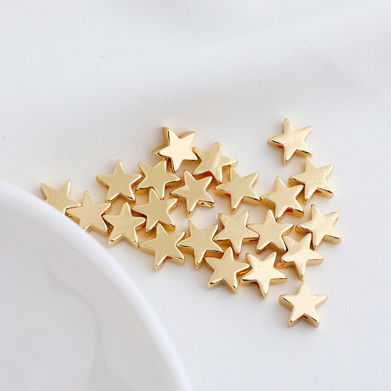 50 Pieces Star Beads Spacer Beads Small Hole Plated Brass Metal Loose Beads Star Shaped DIY Beads for Bracelet Necklace Earring Accessories Handmade Crafts Making