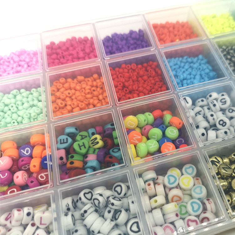 Glass Seed Beads Bracelet Making Kit Bead Friendship Bracelet Necklace Ring Making Kit Beads Charm Beads and Elastic String for Bracelet and Jewelry Making