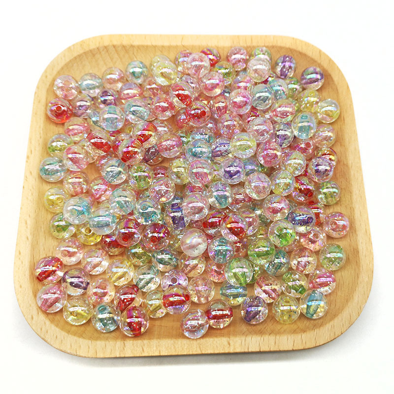 100pcs 10mm Acrylic Bead Acrylic Round Loose Beads Acrylic Pastel Colors Beads Transparent Candy Cute Colorful with Glitter Powder Loose Spacer Beads for Phone Case Wrist Strap Bracelets Necklaces Jewelry Making DIY Art Craft