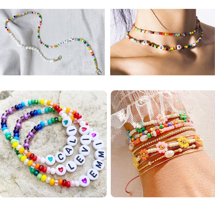 Glass Seed Beads Bracelet Making Kit Bead Friendship Bracelet Necklace Ring Making Kit Beads Charm Beads and Elastic String for Bracelet and Jewelry Making
