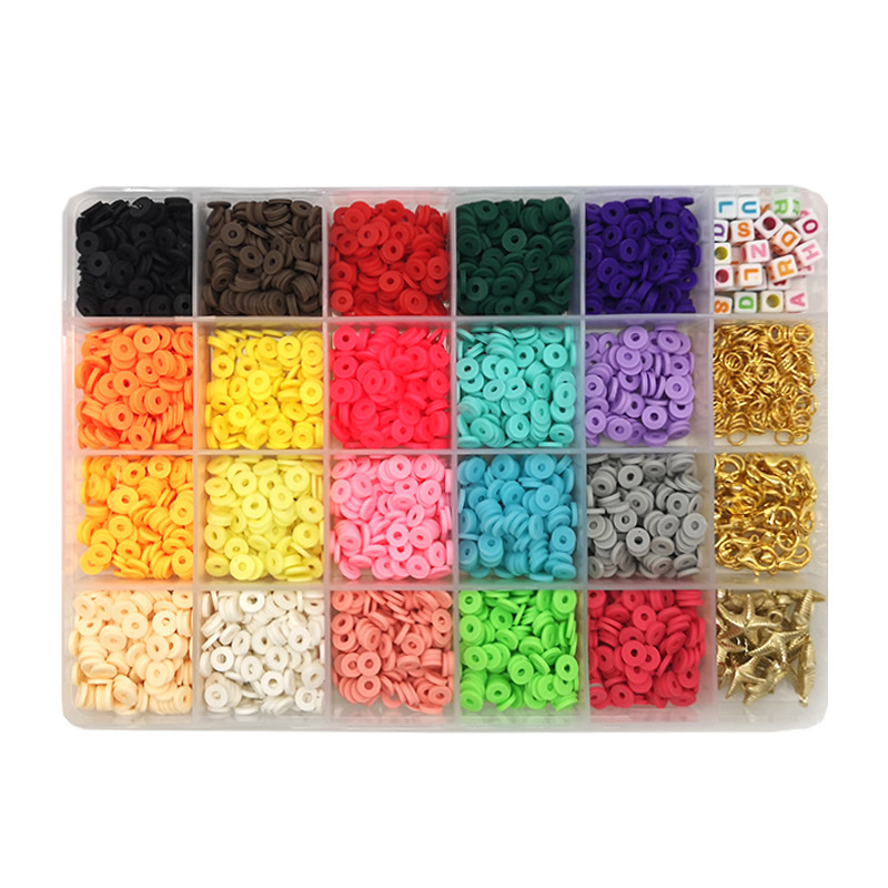 3600 PCS Clay Beads for Bracelets Making Polymer Clay Beads Kit 20 Colors Flat Beads for Jewelry Making DIY Disc Letter Beads for Necklace Making Set