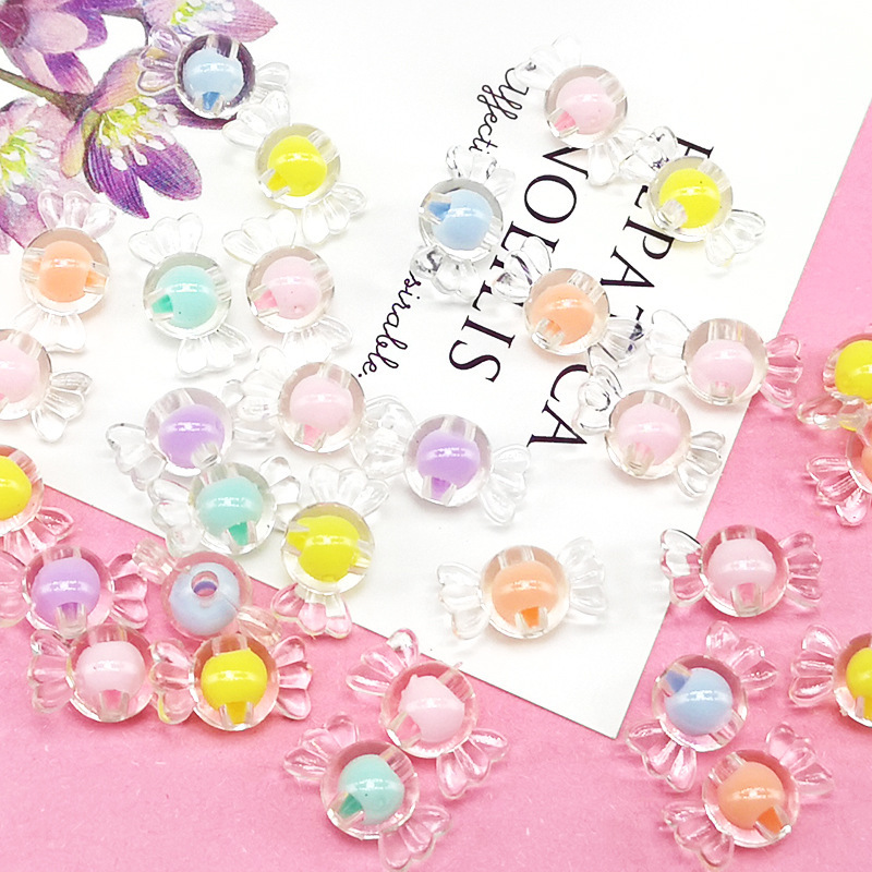 100pcs 13mm Star Charm Bead Acrylic Pastel Beads Transparent Frosted Candy Cute Colorful Kawaii for Bracelet Phone Lanyard Wrist Strap DIY Craft Jewelry Necklace Making