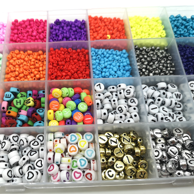 Glass Seed Beads Bracelet Making Kit Bead Friendship Bracelet Necklace Ring Making Kit Beads Charm Beads and Elastic String for Bracelet and Jewelry Making