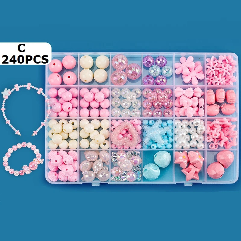 DIY Crafts Beads Children Beading Jewelry Crafts Making Kit Toy Unicorn Candy Bracelet Necklace Headband Making Gift for Kids Girls