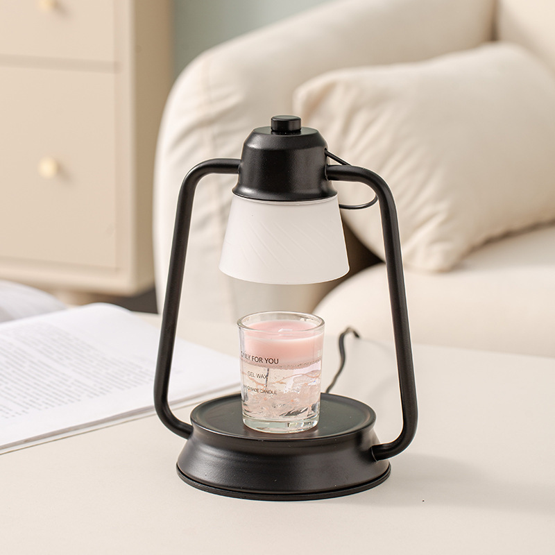 Electric Candle Warmer Lamp Metal Candle Lamp Glass Lampshade with 2 Bulbs Dimmable Switch Vintage Wax Melting Candle Table Lamp