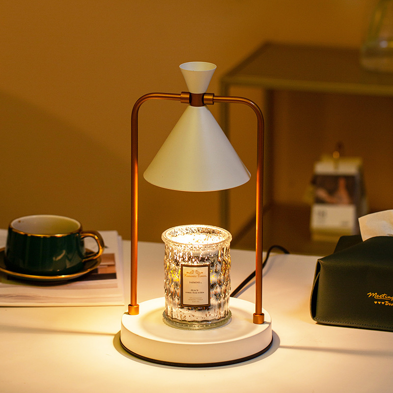 Electric Candle Warmer Lamp Metal Candle Lamp with 2 Bulbs Dimmable Switch Vintage Wax Melt Candle Table Lamp Night Lamp