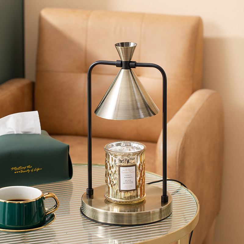Electric Candle Warmer Lamp Metal Candle Lamp with 2 Bulbs Dimmable Switch Vintage Wax Melt Candle Table Lamp Night Lamp