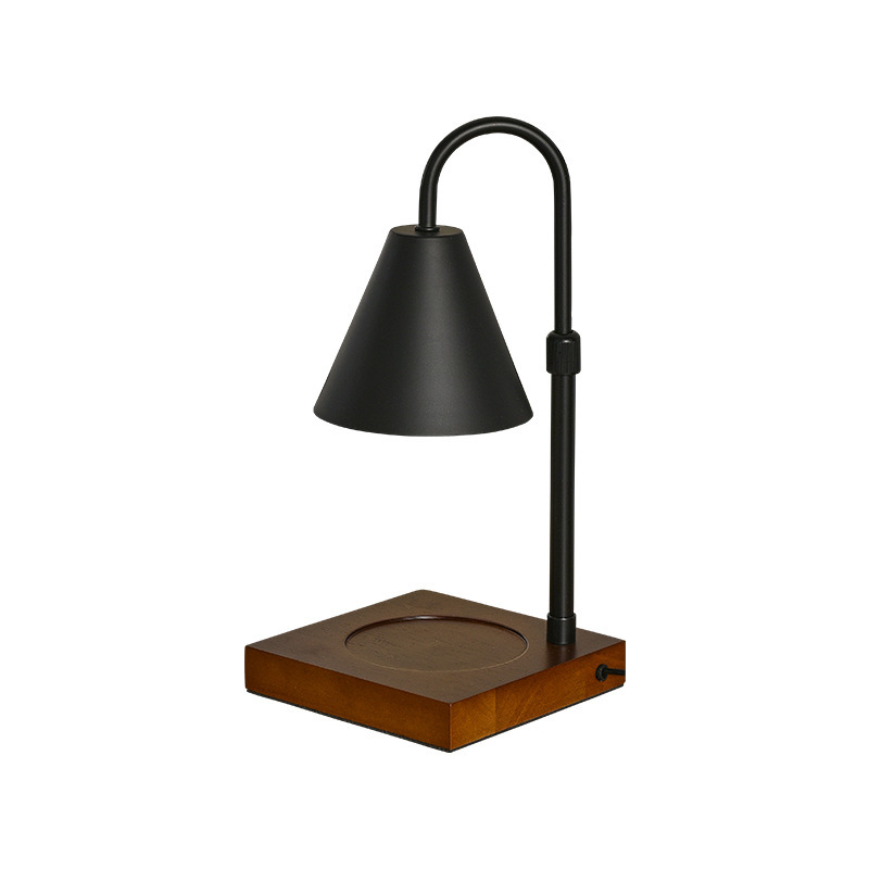 Adjustable Candle Warmer Lamp Candle Lamp Wooden Base Thermal Melting Wax with Dimmable Switch 2 Bulbs for Bedroom Living Room