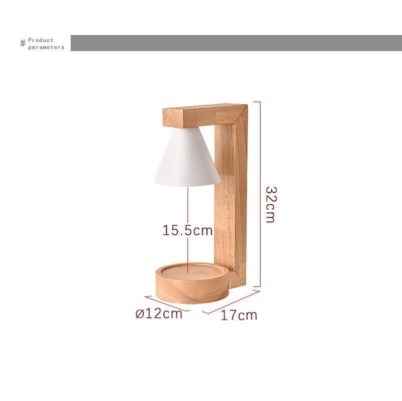 Dimmable Candle Warmer Lamp Wooden Candle Holder Wax Burner Warmer with Halogen Wax Melting Bulb