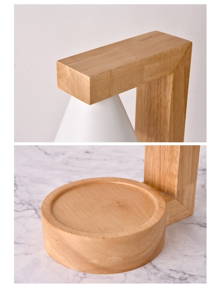 Dimmable Candle Warmer Lamp Wooden Candle Holder Wax Burner Warmer with Halogen Wax Melting Bulb