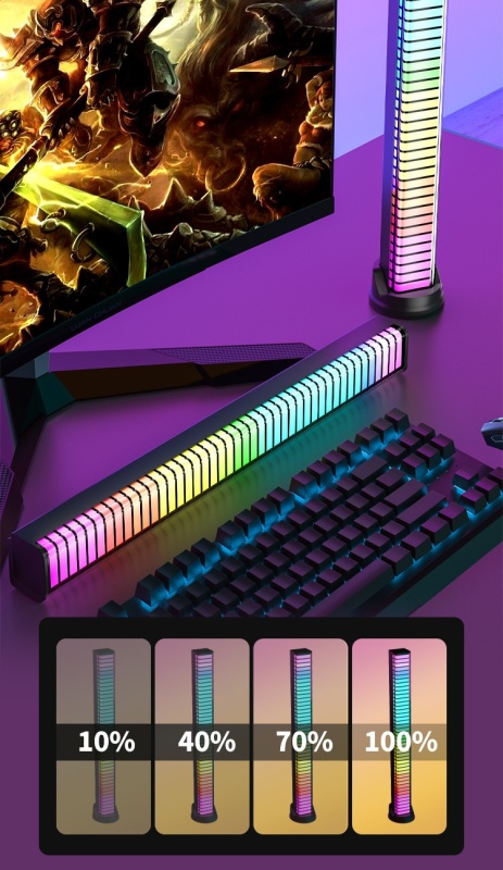 LED Pickup Light Rhythm Ambient Light RGB Music Sound Control LED Lights App Control USB Charging Built in Battery For Car Computer Game TV Desktop Decora lights